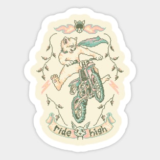 Motocross-Stitch Kitteh Sticker